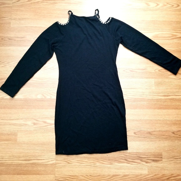 Cage Cutout Sweater Dress with Long Sleeves - Picture 2 of 8